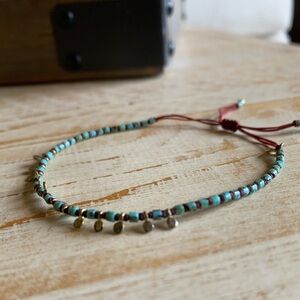 Handmade Beaded Bracelet With Gold Disc Accents